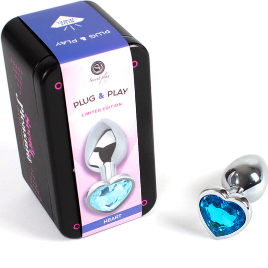 SECRETPLAY - METAL BUTT PLUG BLUE HEART SMALL SIZE 7 CM - 1
