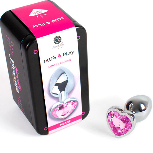 SECRETPLAY - METAL BUTT PLUG FUCHSIA HEART SMALL SIZE 7 CM - 1