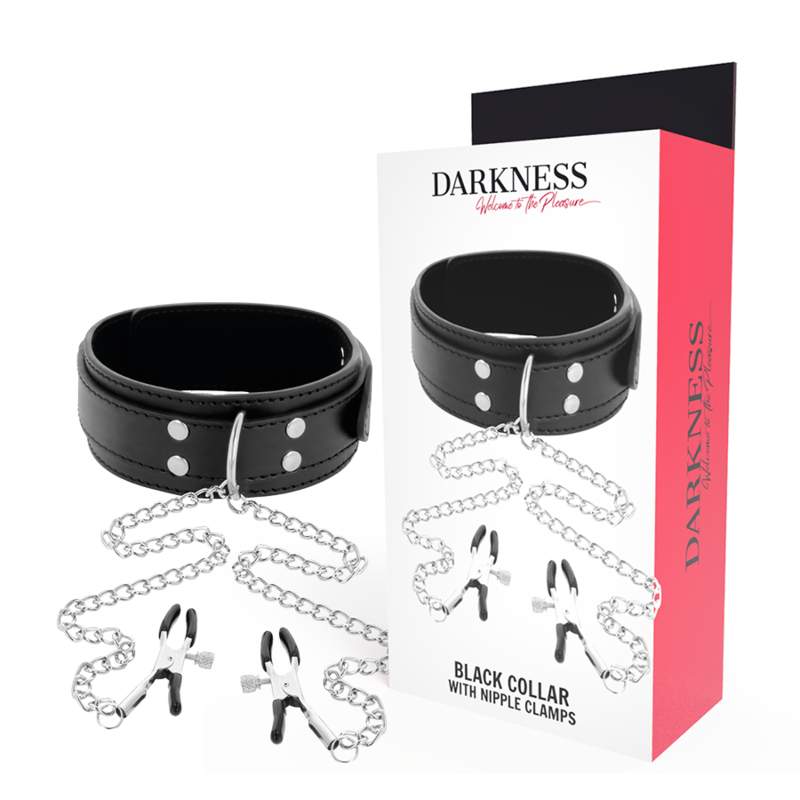 DARKNESS - COLLAR WITH NIPPLE CLAMPS BLACK - 5