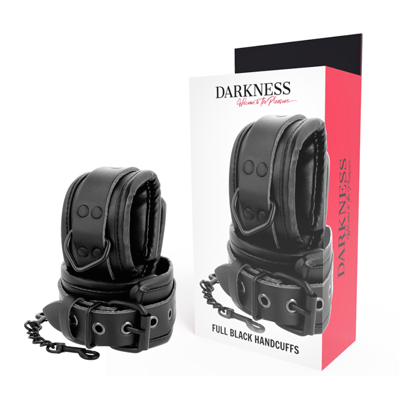 DARKNESS - ADJUSTABLE BLACK LEATHER HANDS HANDCUFFS - 7