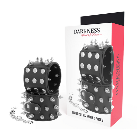 DARKNESS - SKULLS AND BONES BLACK SPIKED HANDCUFFS - 1