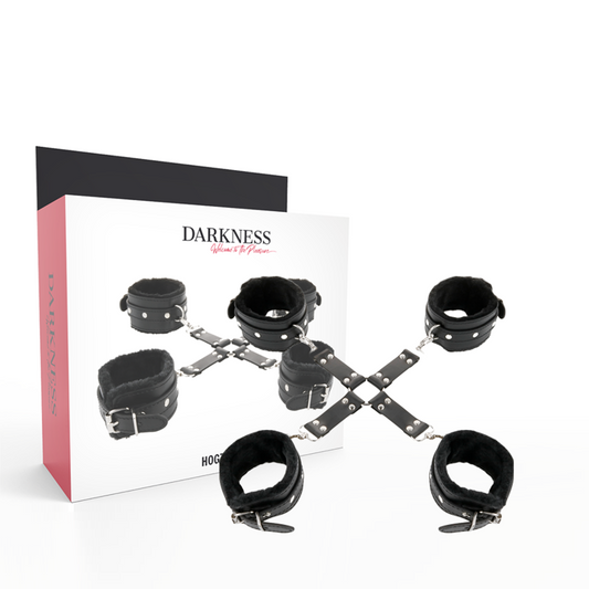 DARKNESS - LEATHER HANDCUFFS FOR FOOT AND HANDS BLACK - 1