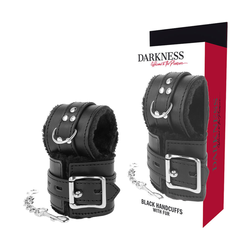 DARKNESS - BLACK LINED BDSM HANDCUFFS - 1