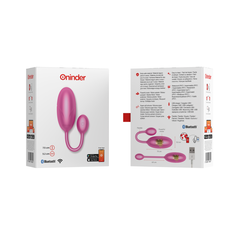 ONINDER - BLACK TOKYO VIBRATING EGG 7.5 X 3.2 CM FREE APP