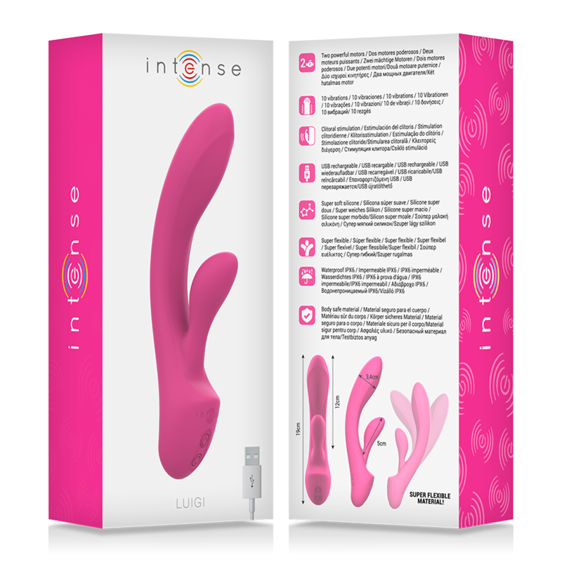 INTENSE - LUIGI RABBIT VIBRATOR PINK LIQUID SILICONE - 6