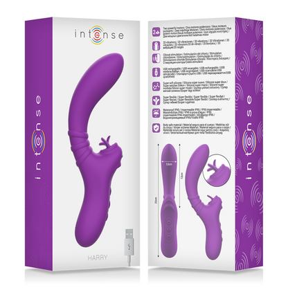 INTENSE - HARRY FLEXIBLE VIBRATOR WITH PURPLE TONGUE - 4