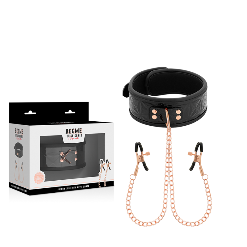 BEGME - BLACK EDITION COLLAR WITH NIPPLE CLAMPS WITH NEOPRENE LINING - 5