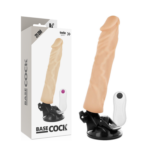 BASECOCK - REALISTIC VIBRATOR REMOTE CONTROL BLACK 21 CM -O- 4 CM - NATURAL - 1
