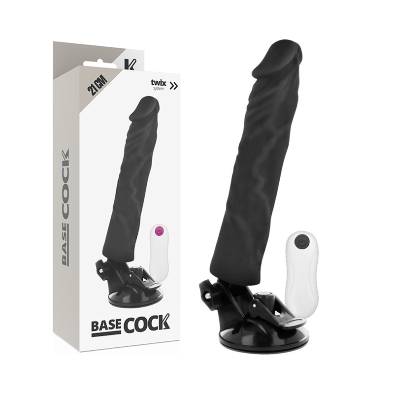 BASECOCK - REALISTIC VIBRATOR REMOTE CONTROL BLACK 21 CM -O- 4 CM - BLACK - 6