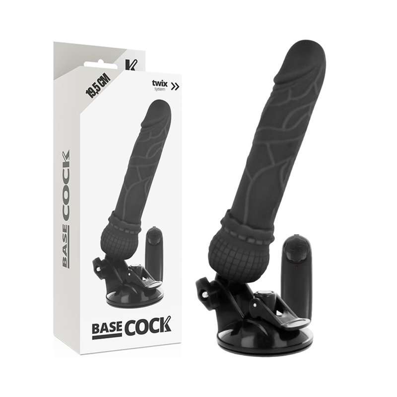 BASECOCK - REALISTIC VIBRATOR REMOTE CONTROL BLACK 19.5 CM -O- 4 CM - BLACK - 10
