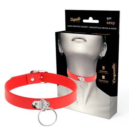 COQUETTE CHIC DESIRE - RED VEGAN LEATHER NECKLACE WOMAN FETISH ACCESSORY - 7