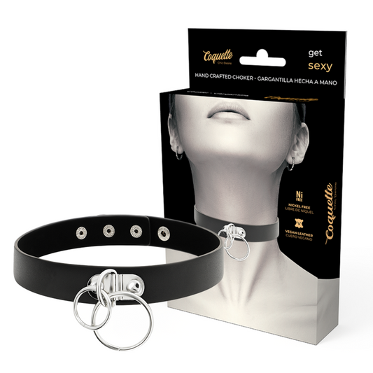 COQUETTE CHIC DESIRE - DOUBLE RING VEGAN LEATHER CHOKER - 1