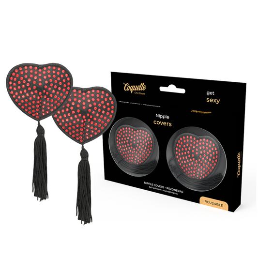 COQUETTE CHIC DESIRE - NIPPLE COVERS HEART BLACK / RED - 1
