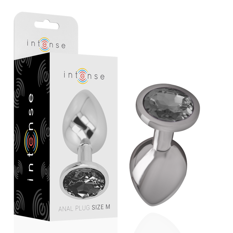 INTENSE - ALUMINUM METAL ANAL PLUG WITH BLACK GLASS SIZE M - 2