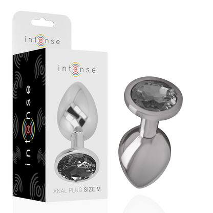 INTENSE - ALUMINUM METAL ANAL PLUG WITH BLACK GLASS SIZE M - 2