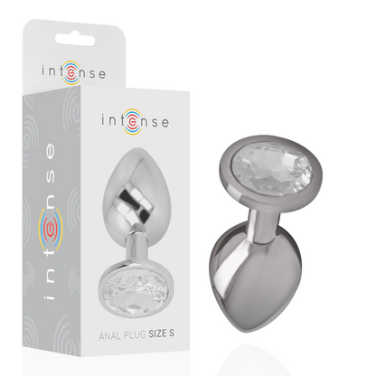 INTENSE - ALUMINUM METAL ANAL PLUG WITH SILVER CRYSTAL SIZE S - 6