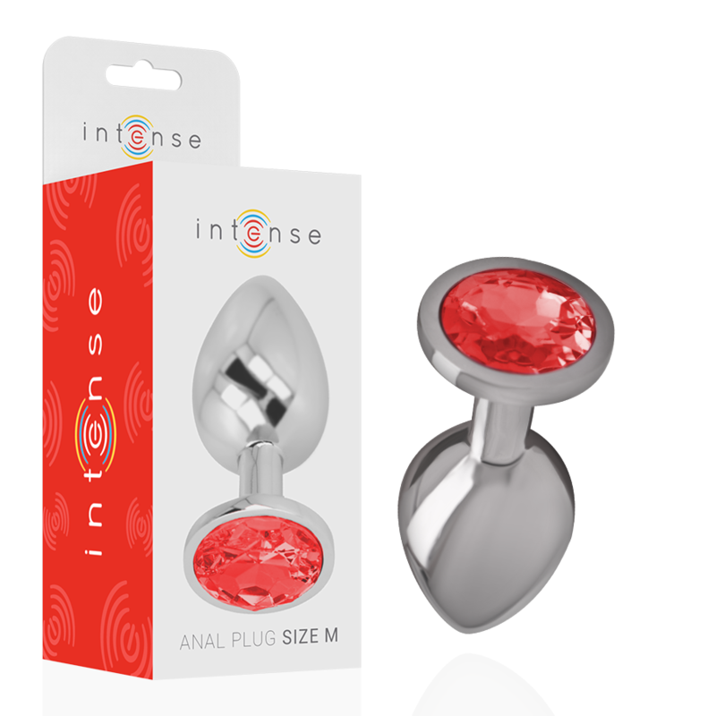 INTENSE - METAL BUTT PLUG WITH RED CRYSTAL SIZE M