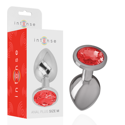 INTENSE - METAL BUTT PLUG WITH RED CRYSTAL SIZE M
