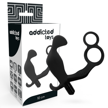 ADDICTED TOYS - ANAL PLUG WITH DOUBLE PENIS RING AND TESTICLES BLACK - 5