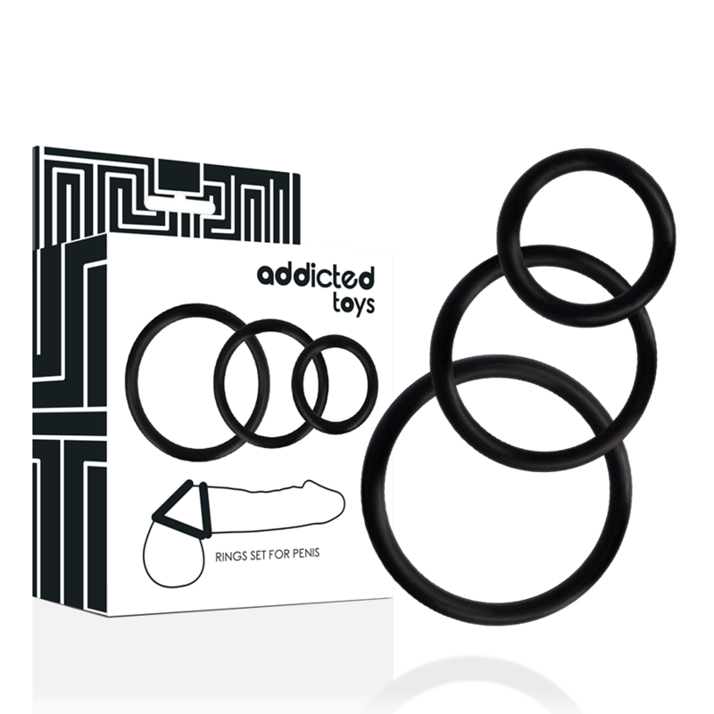 ADDICTED TOYS - RINGS SET FOR PENIS BLACK - 3