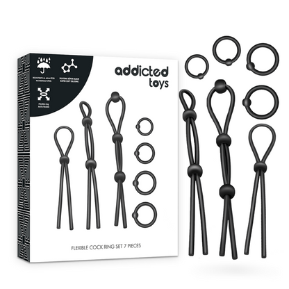 ADDICTED TOYS - FLEXIBLE SILICONE COCK RING SET 7 PIECES - 8