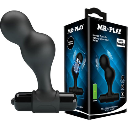 MR PLAY - BLACK SILICONE VIBRATOR ANAL PLUG - 9