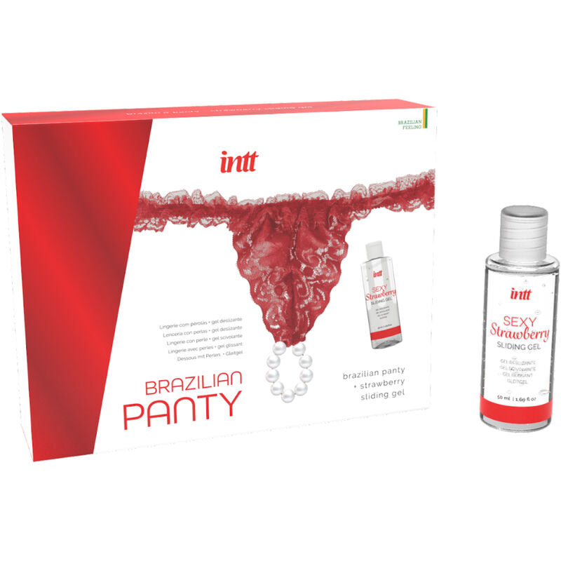 INTT RELEASES - BRAZILIAN RED PANTY WITH PEARLS AND LUBRICATING GEL 50 ML - 2