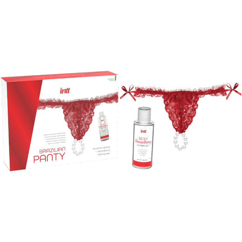 INTT RELEASES - BRAZILIAN RED PANTY WITH PEARLS AND LUBRICATING GEL 50 ML - 3