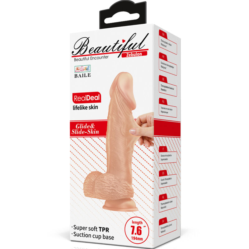 BAILE - BEAUTIFUL ENCOUNTER ZEBULON FLEXIBLE REALISTIC DILDO 19.4 CM NATURAL - 5