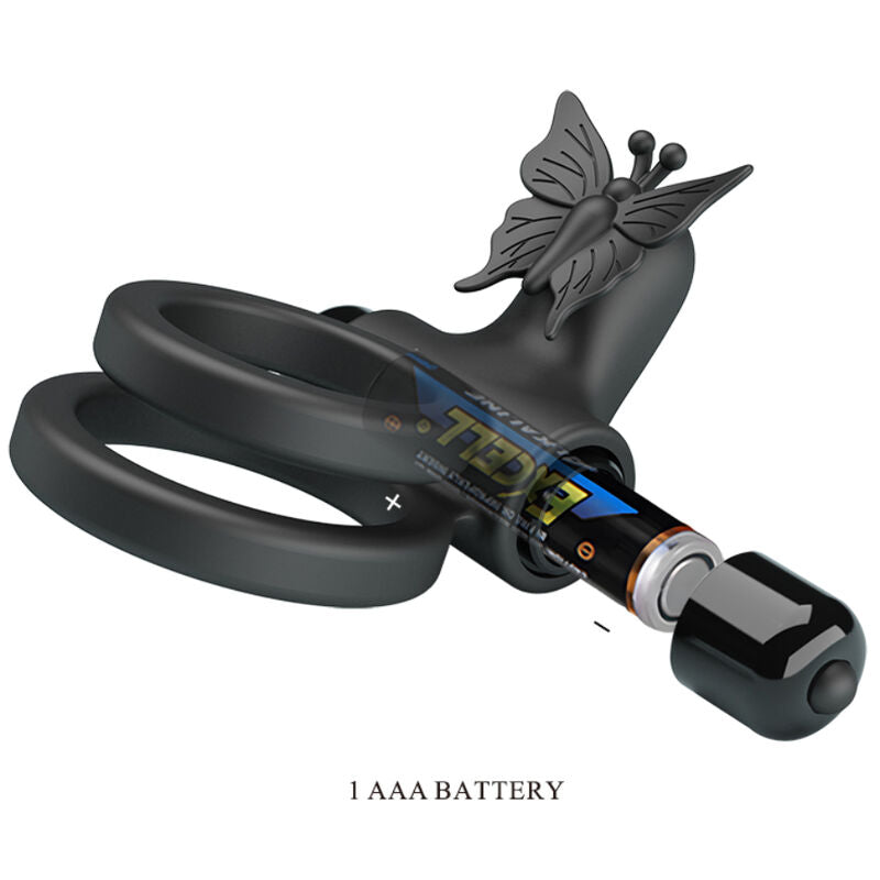 PRETTY LOVE - DOUBLE VIBRATING RING WITH BLACK STIMULATOR - 3
