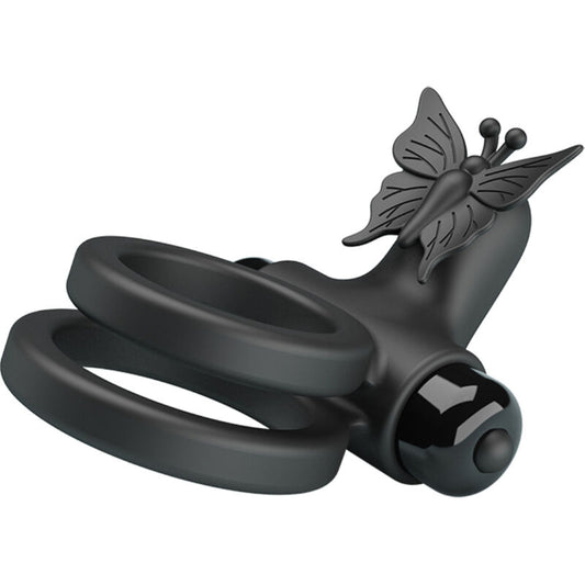 PRETTY LOVE - DOUBLE VIBRATING RING WITH BLACK STIMULATOR - 1