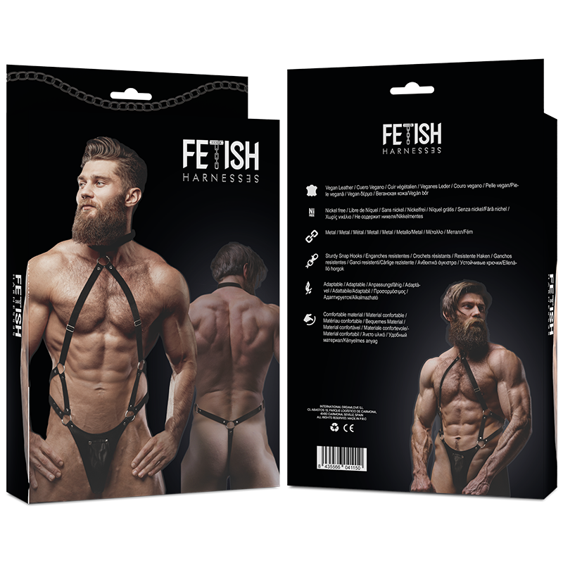 FETISH SUBMISSIVE ATTITUDE - MEN'S FAUX LEATHER JOCK STRAP HARNESS