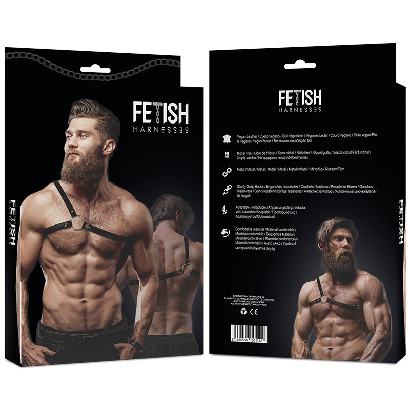 FETISH SUBMISSIVE - ATTITUDE MENS CROSSED SHOULDER ECO LEATHER HARNESS - 2
