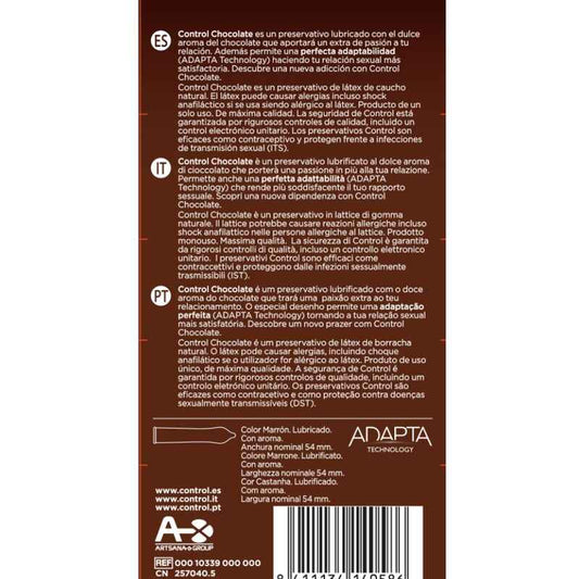 CONTROL - ADAPTA CHOCOLATE CONDOMS 12 UNITS - Secretroomsexyshop