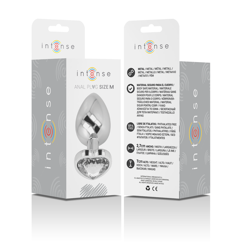 INTENSE - ALUMINUM METAL ANAL PLUG WHITE HEART SIZE M - 3