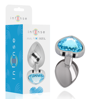 INTENSE - ALUMINUM METAL ANAL PLUG BLUE HEART SIZE L - 6