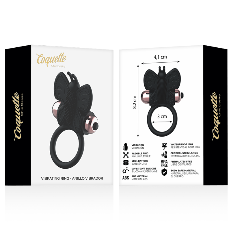 COQUETTE CHIC DESIRE - COCK RING BUTTERFLY WITH VIBRATOR BLACK/ GOLD - 8