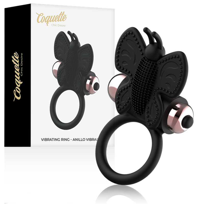 COQUETTE CHIC DESIRE - COCK RING BUTTERFLY WITH VIBRATOR BLACK/ GOLD - 7