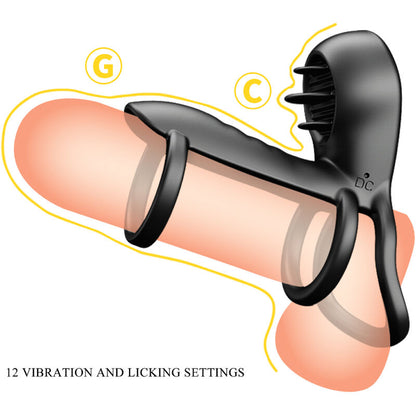 PRETTY LOVE - JAMMY PENIS SHEATH 12 VIBRATIONS WITH RECHARGEABLE SILICONE TONGUE - 11