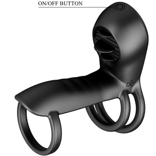 PRETTY LOVE - JAMMY PENIS SHEATH 12 VIBRATIONS WITH RECHARGEABLE SILICONE TONGUE - 1