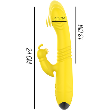 INTENSE - TOKY UP &amp; DOWN MULTIFUNCTIONAL VIBRATOR WITH CLITORAL STIMULATOR YELLOW