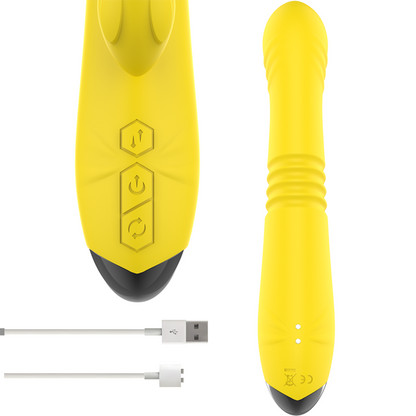 INTENSE - TOKY UP &amp; DOWN MULTIFUNCTIONAL VIBRATOR WITH CLITORAL STIMULATOR YELLOW