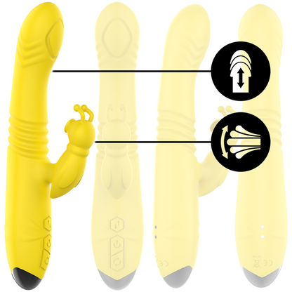INTENSE - TOKY UP &amp; DOWN MULTIFUNCTIONAL VIBRATOR WITH CLITORAL STIMULATOR YELLOW