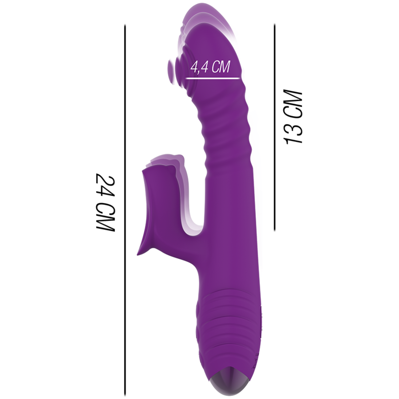 INTENSE - IGGY UP &amp; DOWN RECHARGEABLE MULTIFUNCTIONAL VIBRATOR WITH PURPLE CLITORAL STIMULATOR