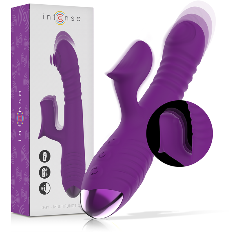 INTENSE - IGGY MULTIFUNCTION RECHARGEABLE VIBRATOR UP & DOWN WITH CLITORAL STIMULATOR PURPLE - 5