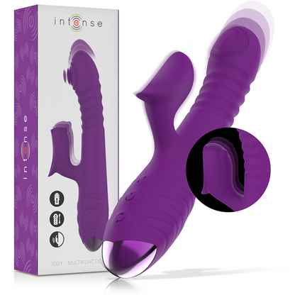 INTENSE - IGGY MULTIFUNCTION RECHARGEABLE VIBRATOR UP & DOWN WITH CLITORAL STIMULATOR PURPLE - 5