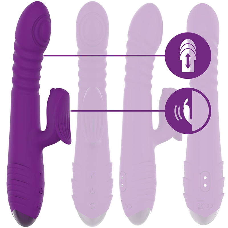 INTENSE - IGGY UP &amp; DOWN RECHARGEABLE MULTIFUNCTIONAL VIBRATOR WITH PURPLE CLITORAL STIMULATOR