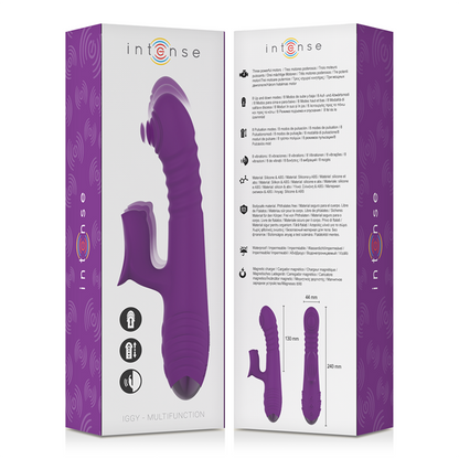 INTENSE - IGGY UP &amp; DOWN RECHARGEABLE MULTIFUNCTIONAL VIBRATOR WITH PURPLE CLITORAL STIMULATOR