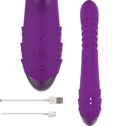 INTENSE - IGGY UP &amp; DOWN RECHARGEABLE MULTIFUNCTIONAL VIBRATOR WITH PURPLE CLITORAL STIMULATOR