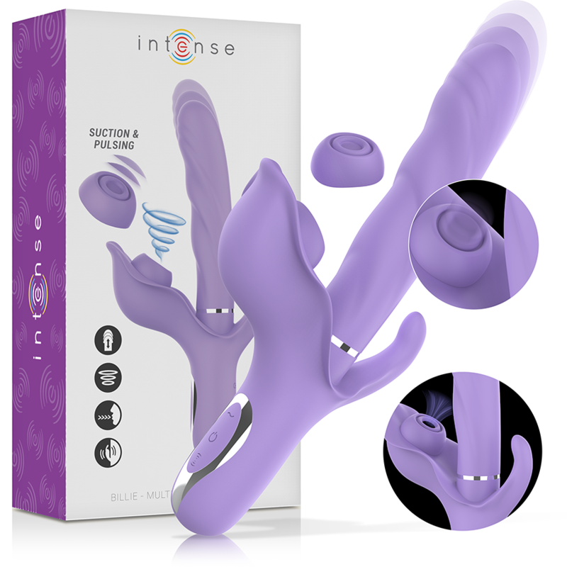 INTENSE - BILLIE RECHARGEABLE MULTIFUNCTION VIBRATOR STIMULATING WAVES WITH PURPLE PUSH BUTTON - 4